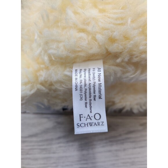 FAO Schwartz Yellow Puppy Dog Lab Poodle Plush Stuffed Anima 12" Glitter Bow Tie - Picture 10 of 10